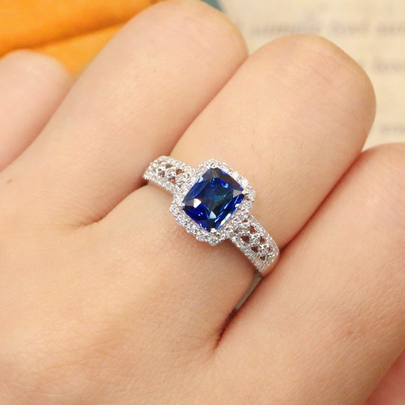 14k Gold 1.37 Ctw Natural Sapphire & Diamond Ring - 5