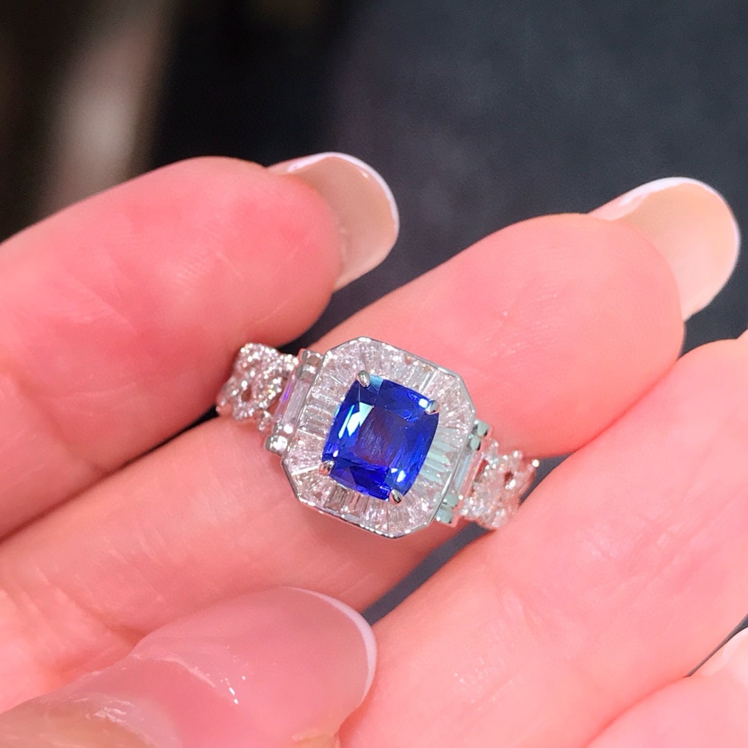 14k Gold 1.76 Ctw Natural Sapphire & Diamond Ring - 7