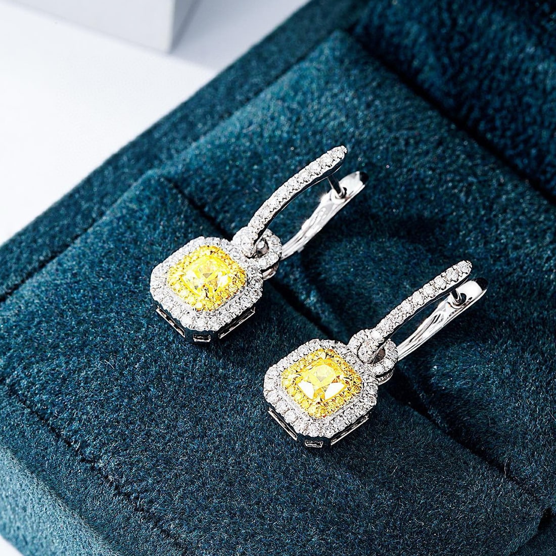 14k Gold 1.62 Ctw Natural Yellow Diamond & Diamond Earrings/pendant( Without Chain ) - 4