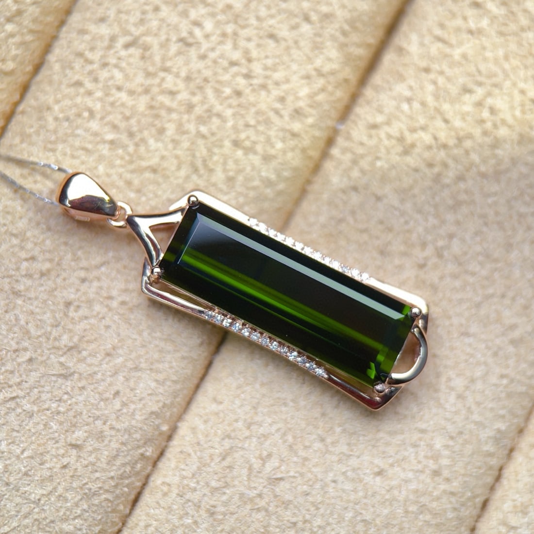 14k Gold 3.64 Ctw Natural Tourmaline & Diamond Pendant( Without Chain ) - 6