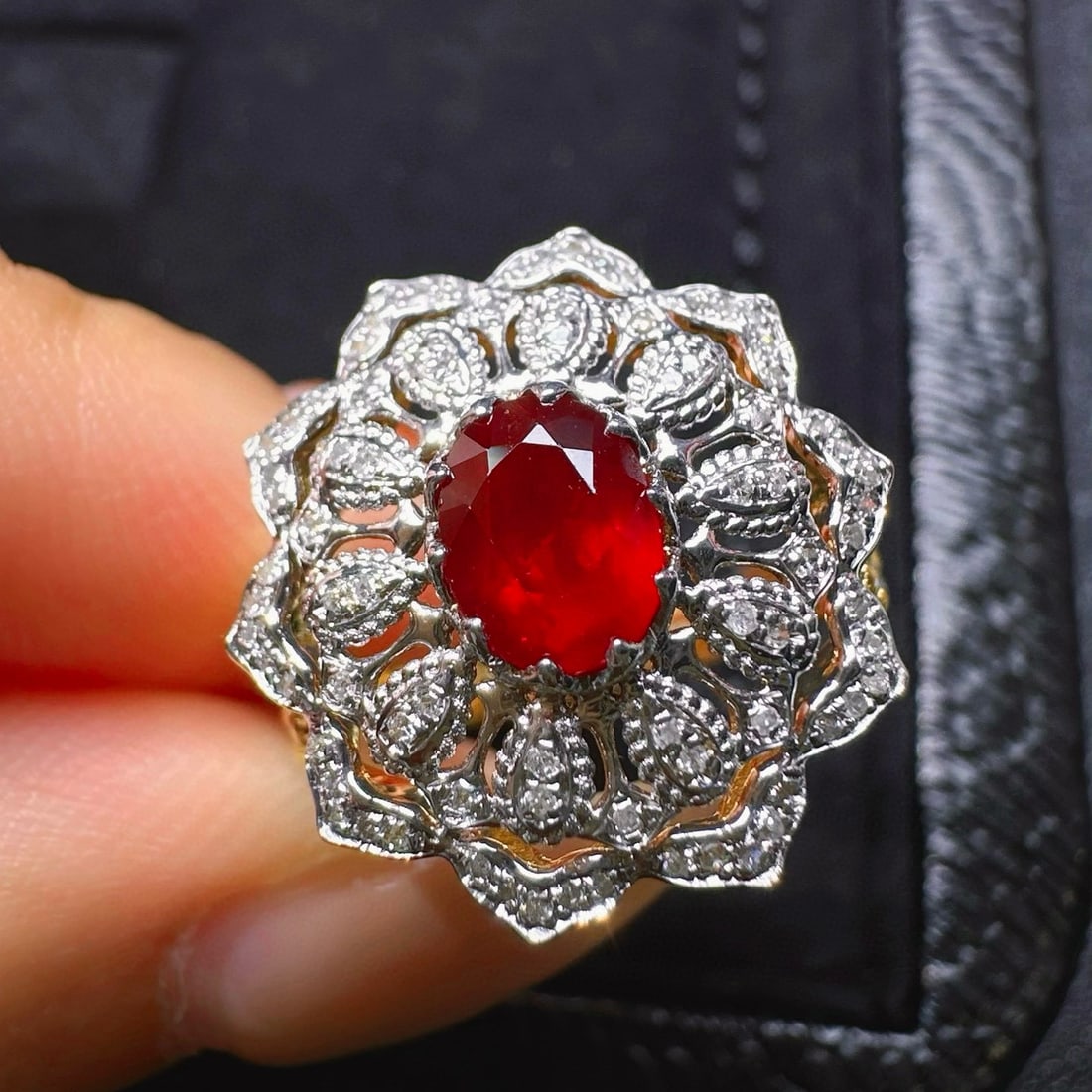 14k Gold 1.06 Ct Natural Ruby & Diamond Ring - 2