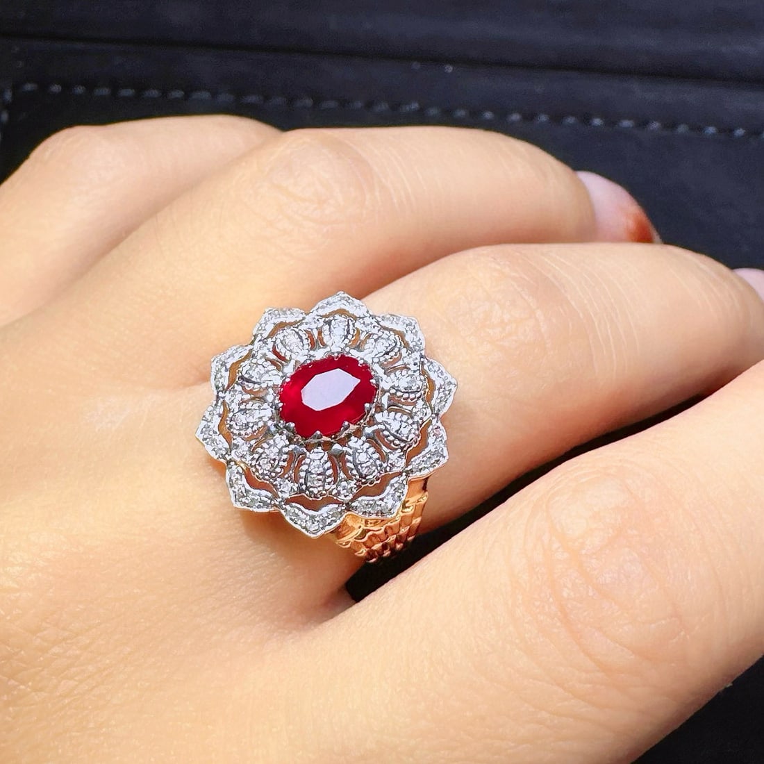 14k Gold 1.06 Ct Natural Ruby & Diamond Ring - 4