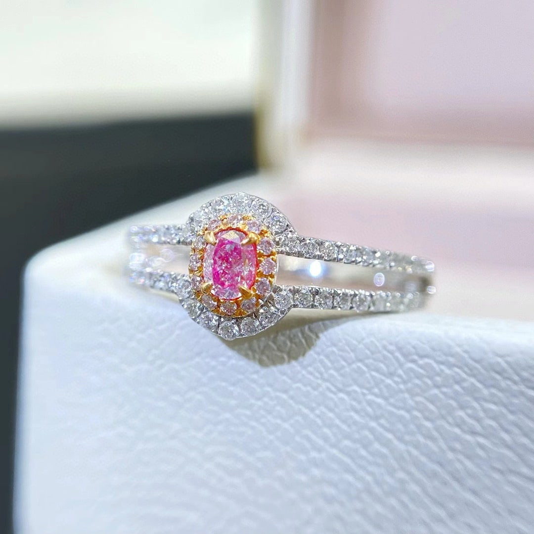 14k Gold 0.39 Ctw Natural Pink Diamond & Diamond Ring - 2