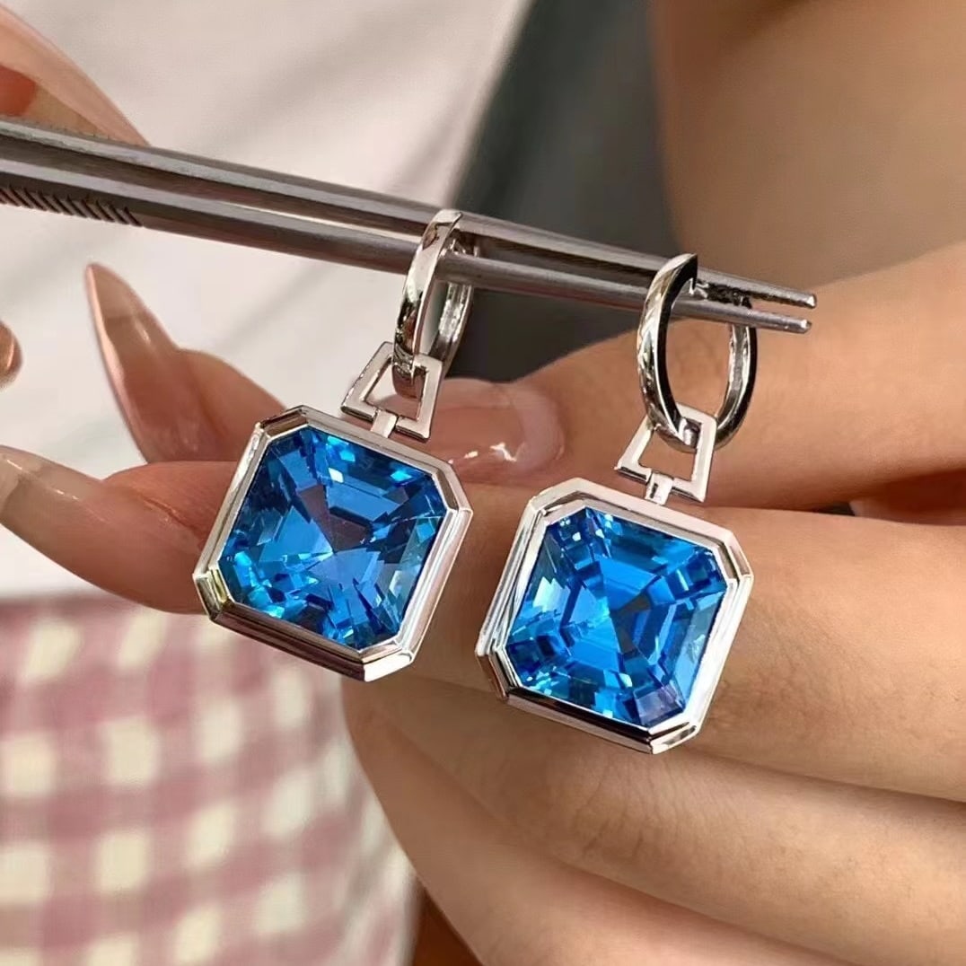 14k Gold 22.12 Ct Natural Topaz Earrings - 4