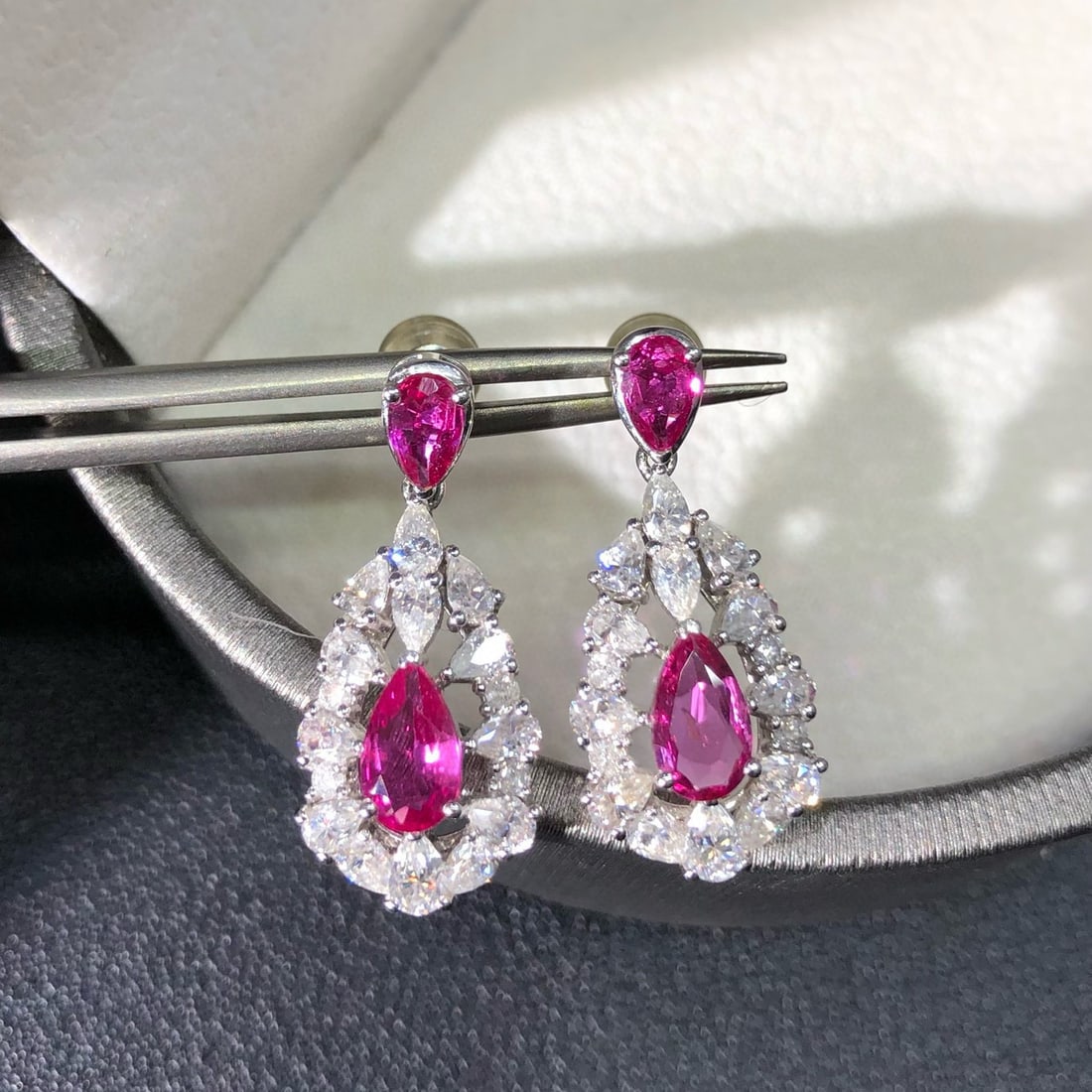 14k Gold 2.02 Ctw Natural Ruby & Diamond Earrings - 4