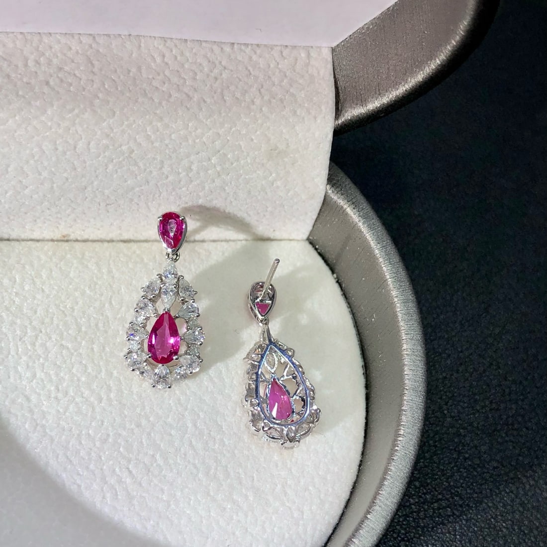 14k Gold 2.02 Ctw Natural Ruby & Diamond Earrings - 6