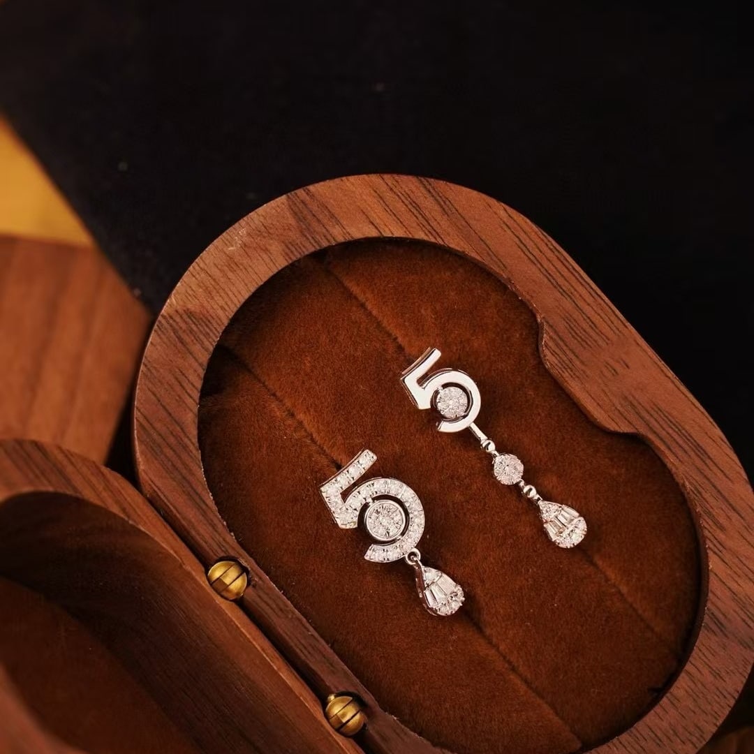 14k Gold 0.48 Ct Natural H Diamond Earrings - 2