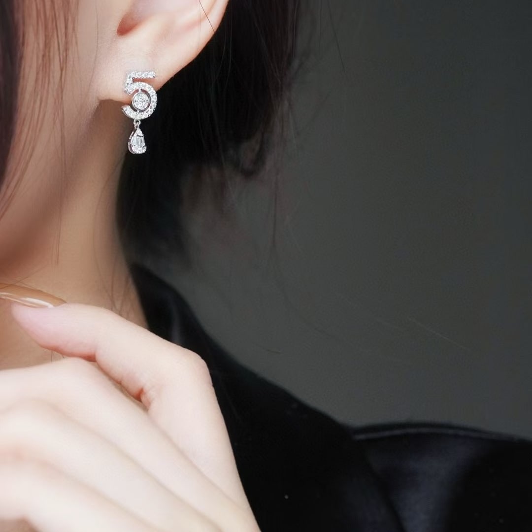 14k Gold 0.48 Ct Natural H Diamond Earrings - 4