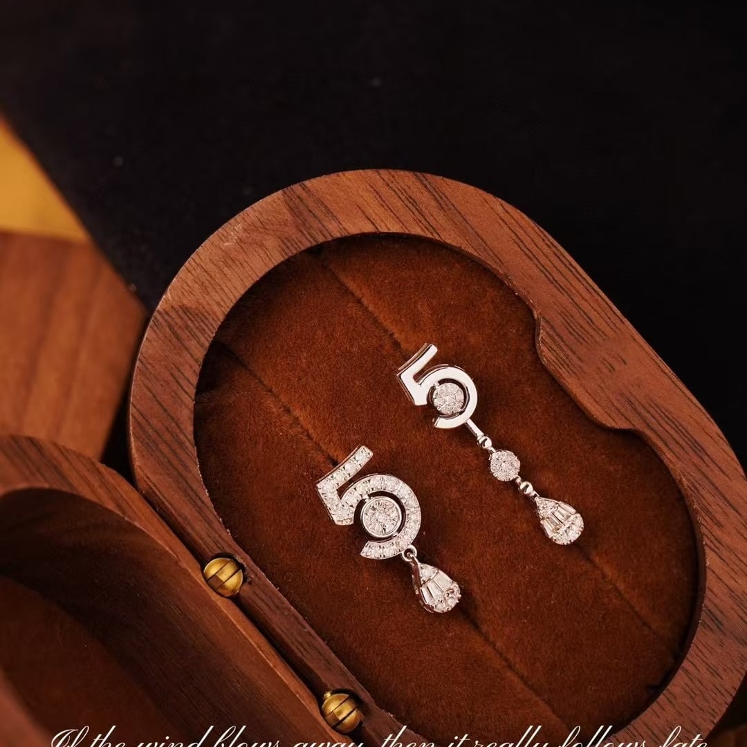 14k Gold 0.48 Ct Natural H Diamond Earrings - 5