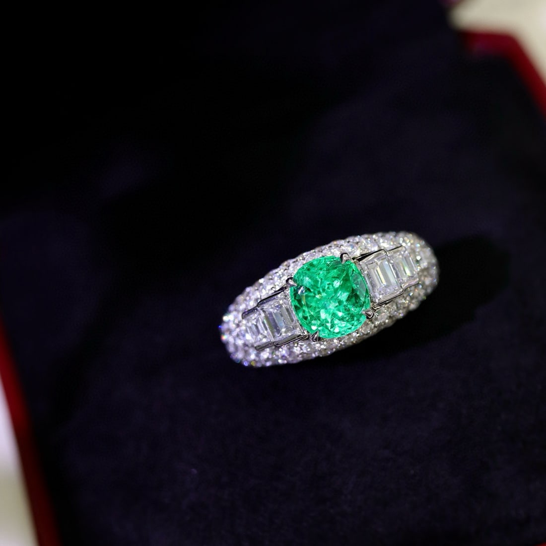 14k Gold 3.64 Ctw Natural Emerald & Diamond Ring - 7