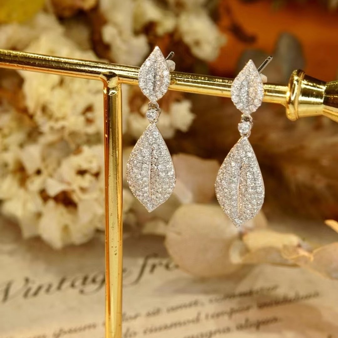 14k Gold 1.0 Ct Natural H Diamond Earrings - 5