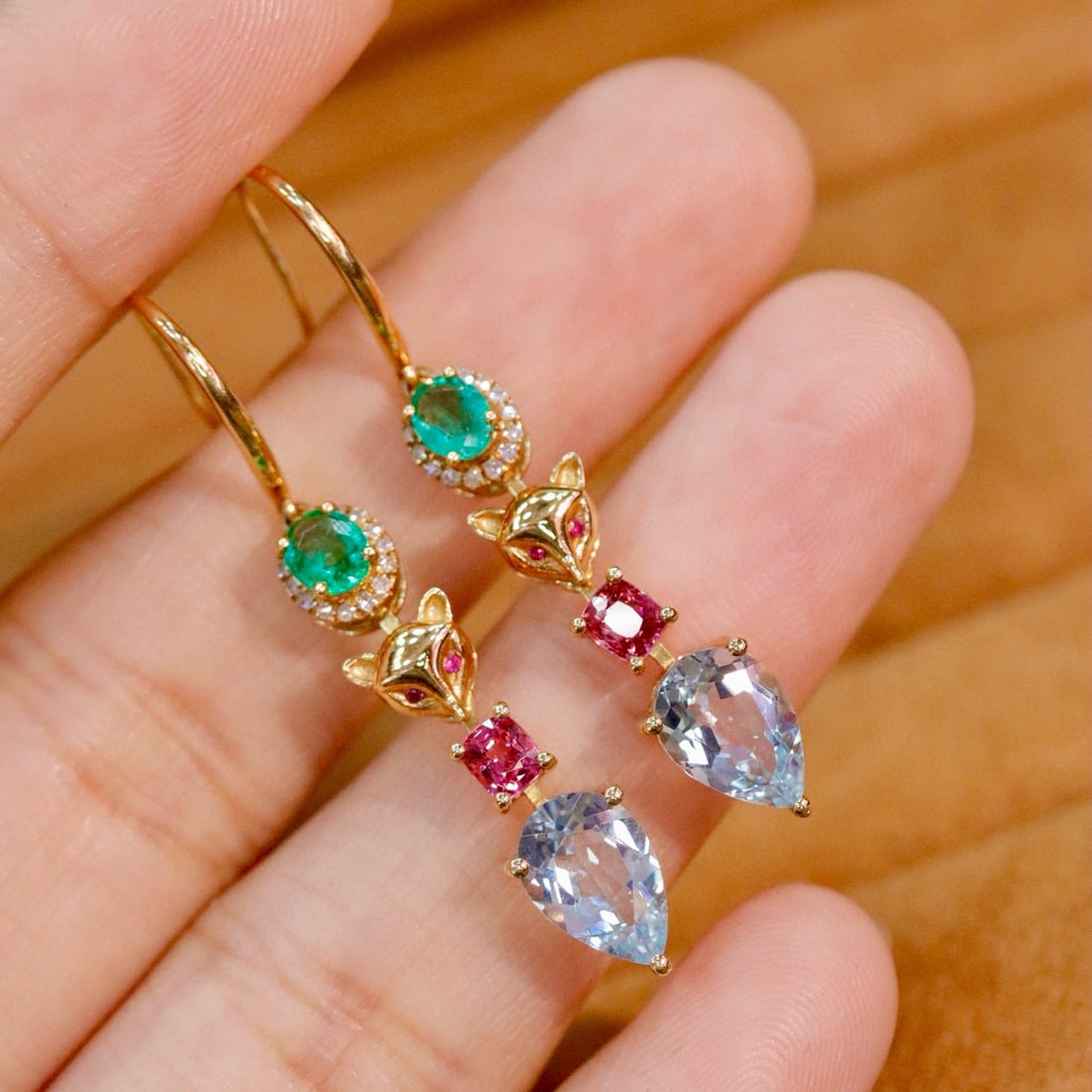 14k Gold 2.40 Ctw Natural Aquamarine & Diamond Earrings - 2