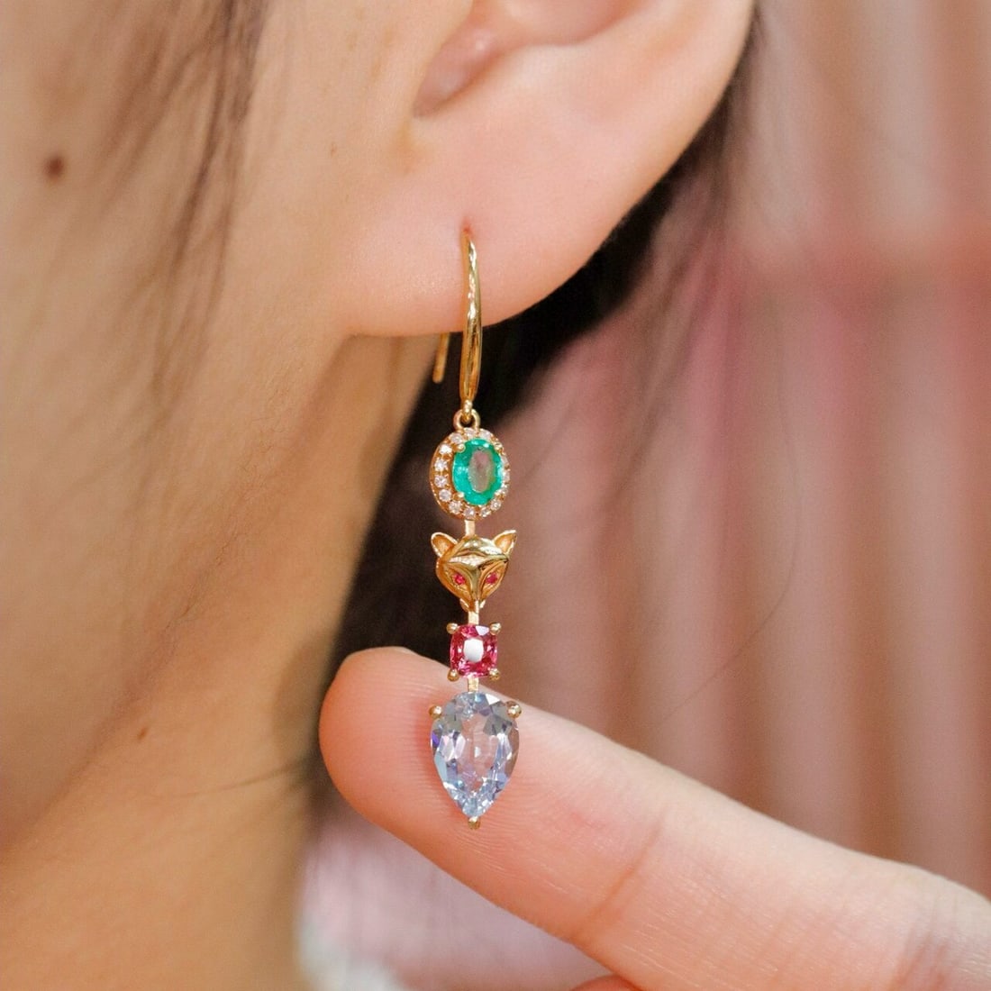 14k Gold 2.40 Ctw Natural Aquamarine & Diamond Earrings - 5