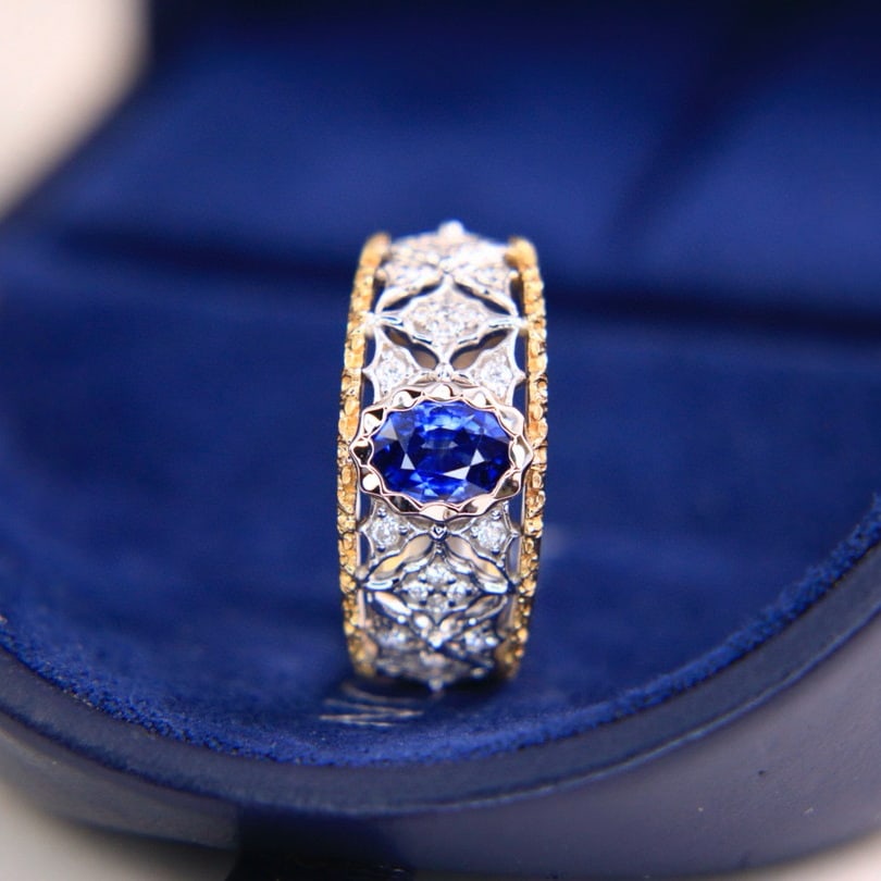 14k Gold 1.17 Ctw Natural Sapphire & Diamond Ring - 4