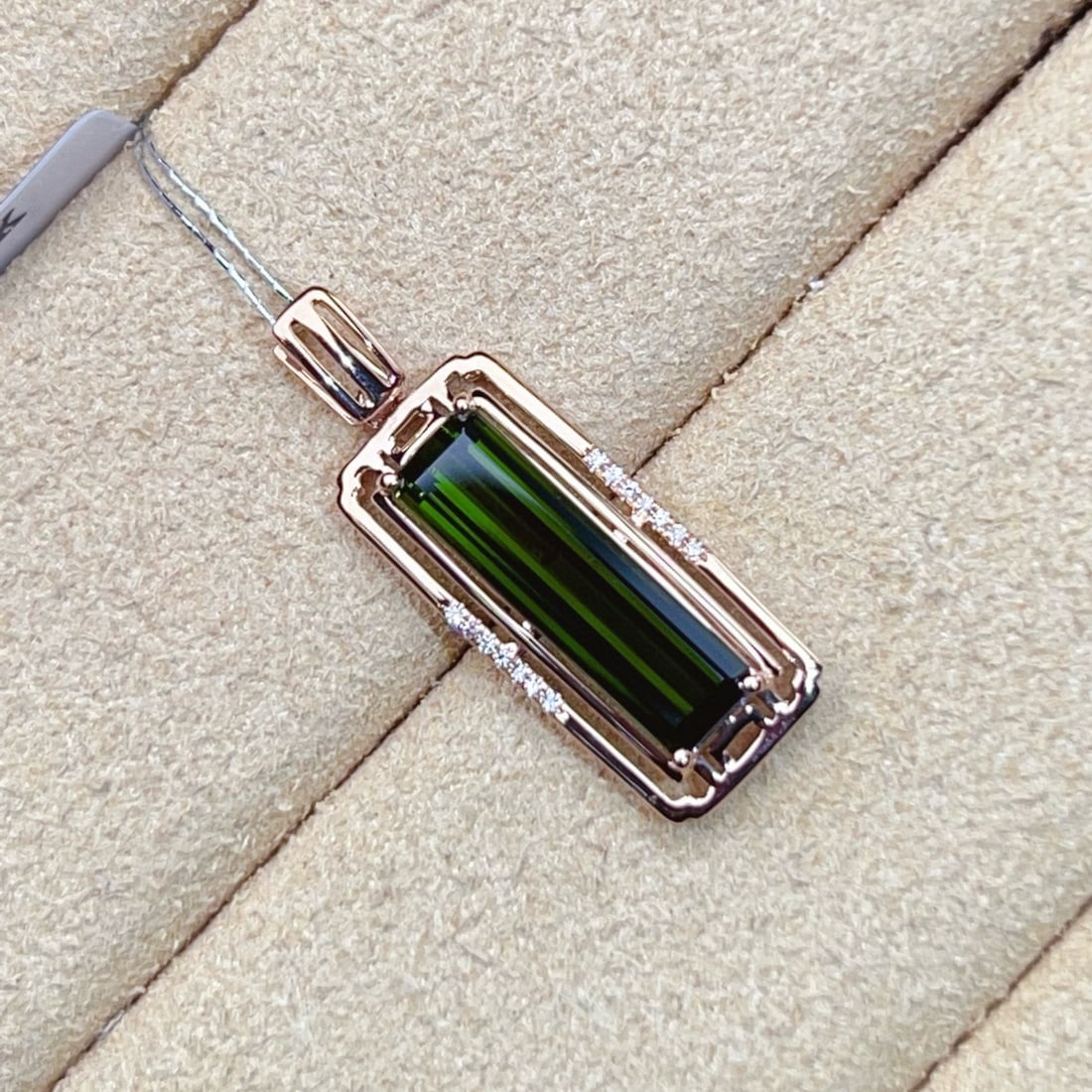 14k Gold 8.28 Ctw Natural Tourmaline & Diamond Pendant( Without Chain ) - 3