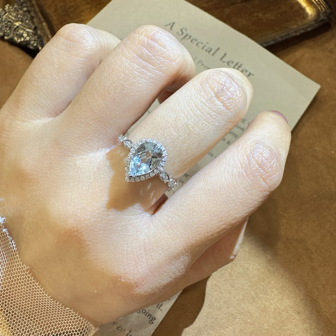 14k Gold 1.17 Ctw Natural Aquamarine & Diamond Ring - 3