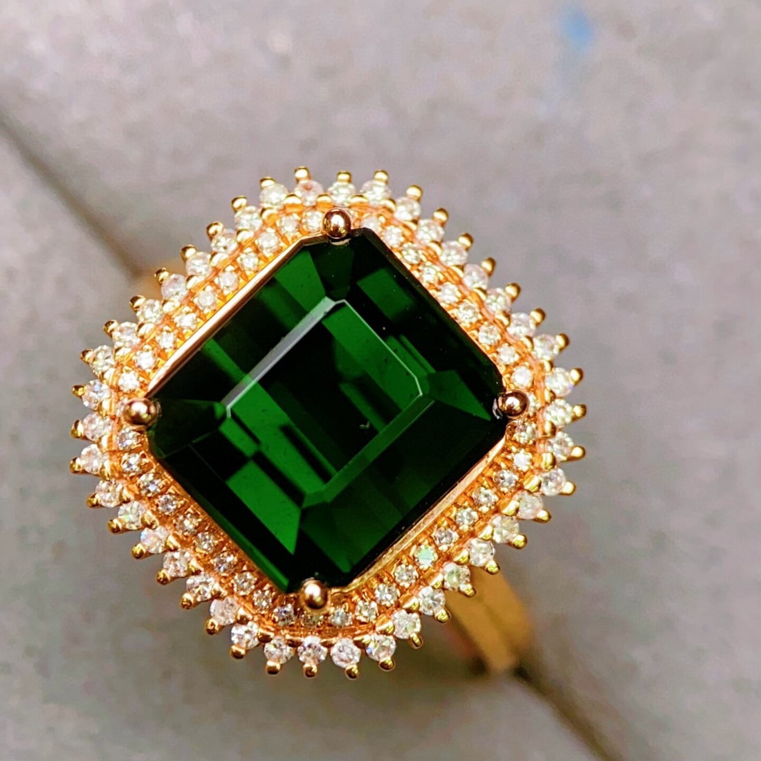14k Gold 7.39 Ctw Natural Tourmaline & Diamond Ring - 3