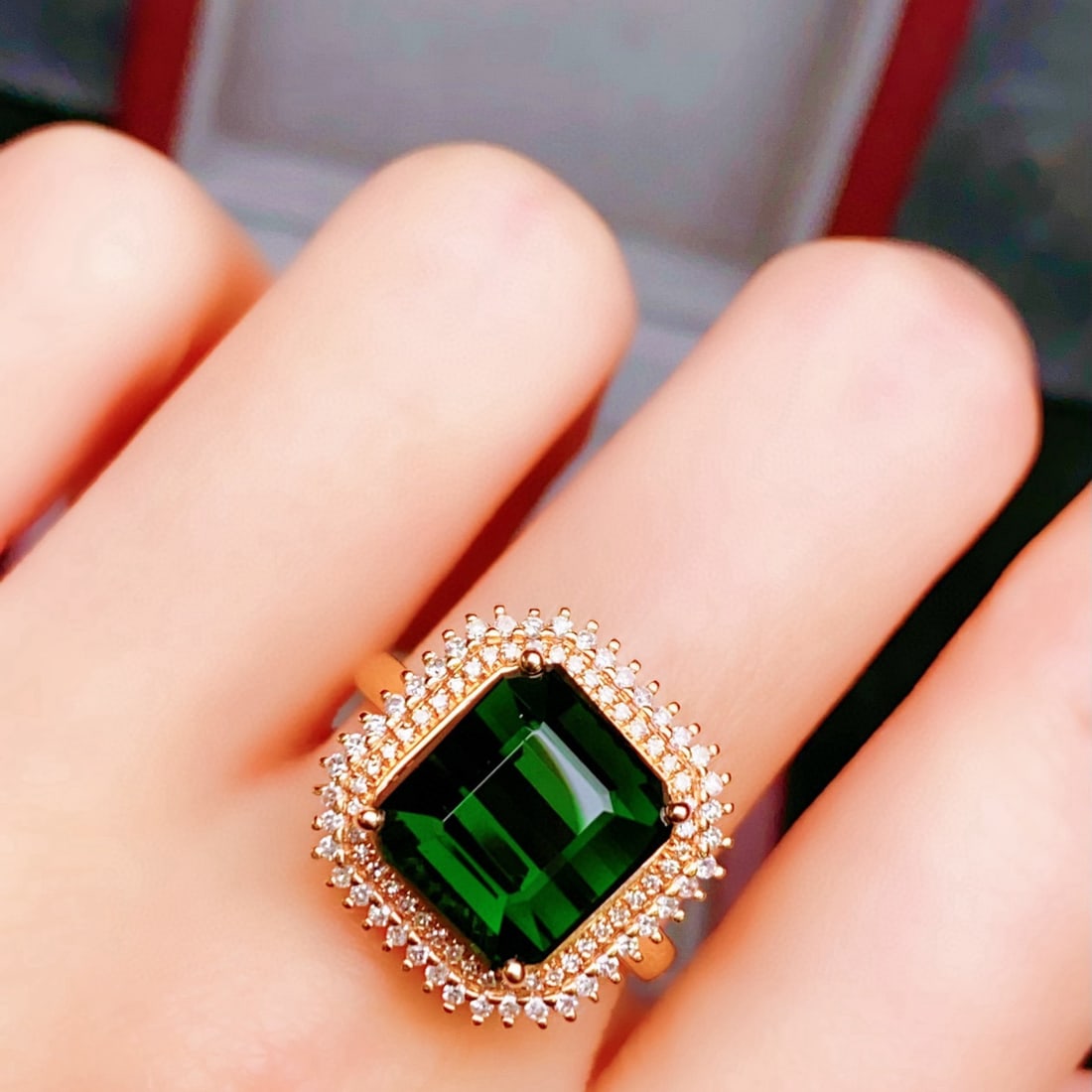 14k Gold 7.39 Ctw Natural Tourmaline & Diamond Ring - 5