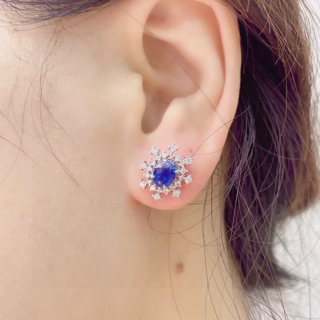 14k Gold 1.75 Ctw Natural Sapphire & Diamond Earrings - 5