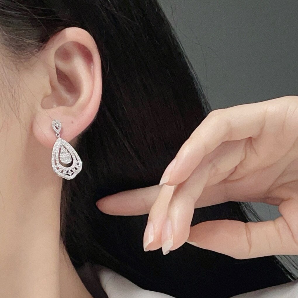 14k Gold 1 Ct Natural H Diamond Earrings - 3