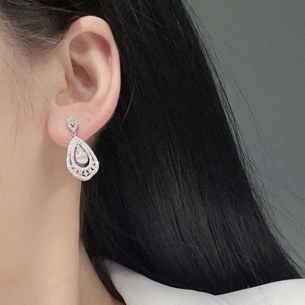 14k Gold 1 Ct Natural H Diamond Earrings - 4