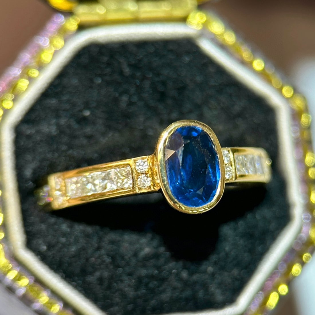 14k Gold 1.55 Ctw Natural Sapphire & Diamond Ring - 3