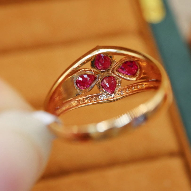 14k Gold 1.40 Ctw Natural Ruby & Diamond Ring - 5