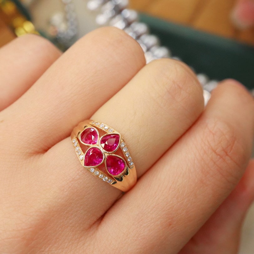14k Gold 1.40 Ctw Natural Ruby & Diamond Ring - 6