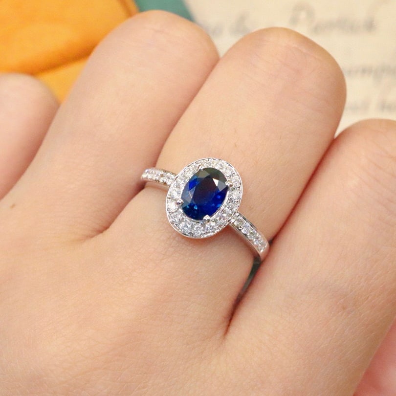 14k Gold 1.25 Ctw Natural Sapphire & Diamond Ring - 5