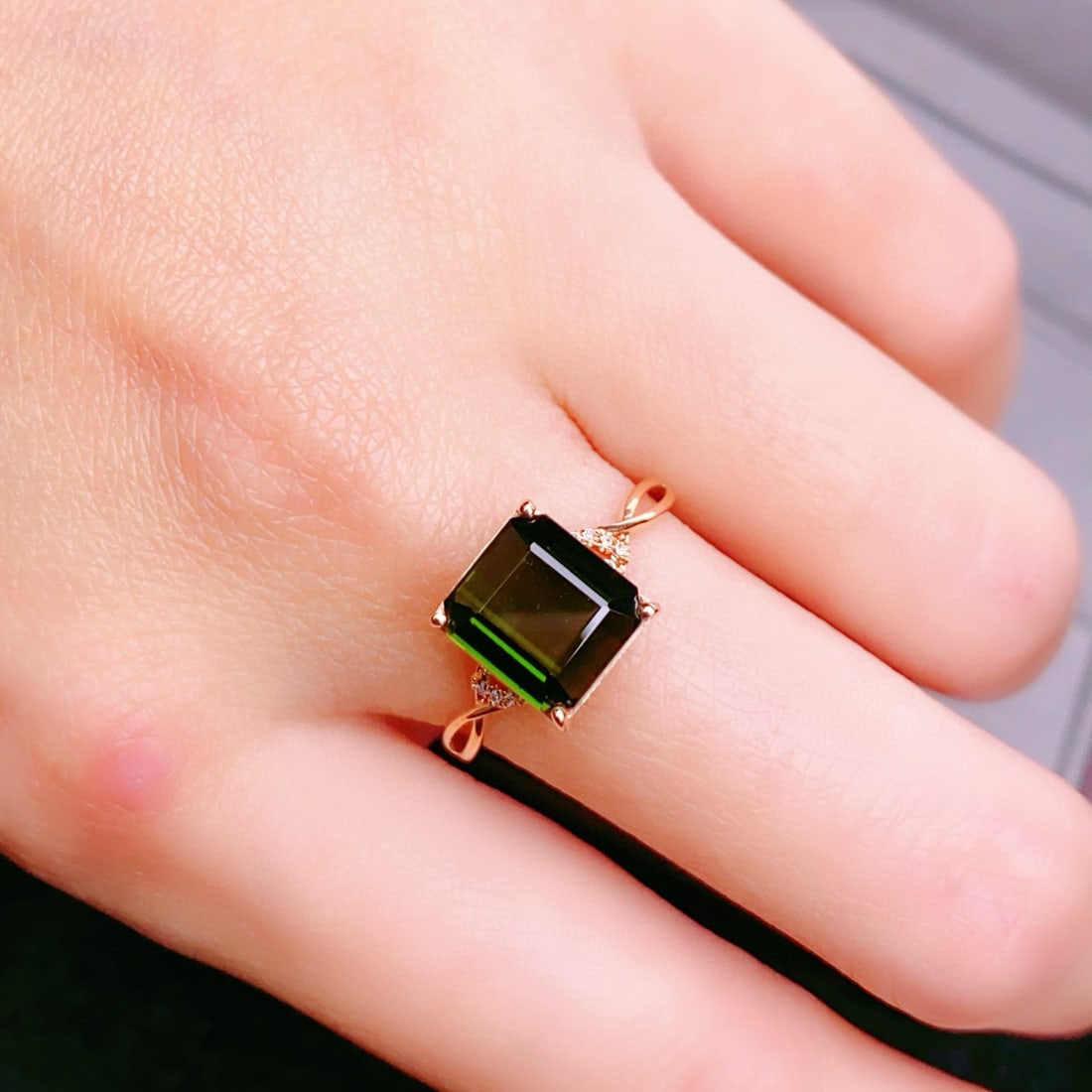 14k Gold 3.23 Ctw Natural Tourmaline & Diamond Ring - 6