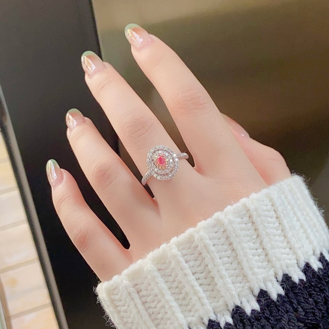 14k Gold 0.84 Ctw Natural Pink Diamond & Diamond Ring - 3