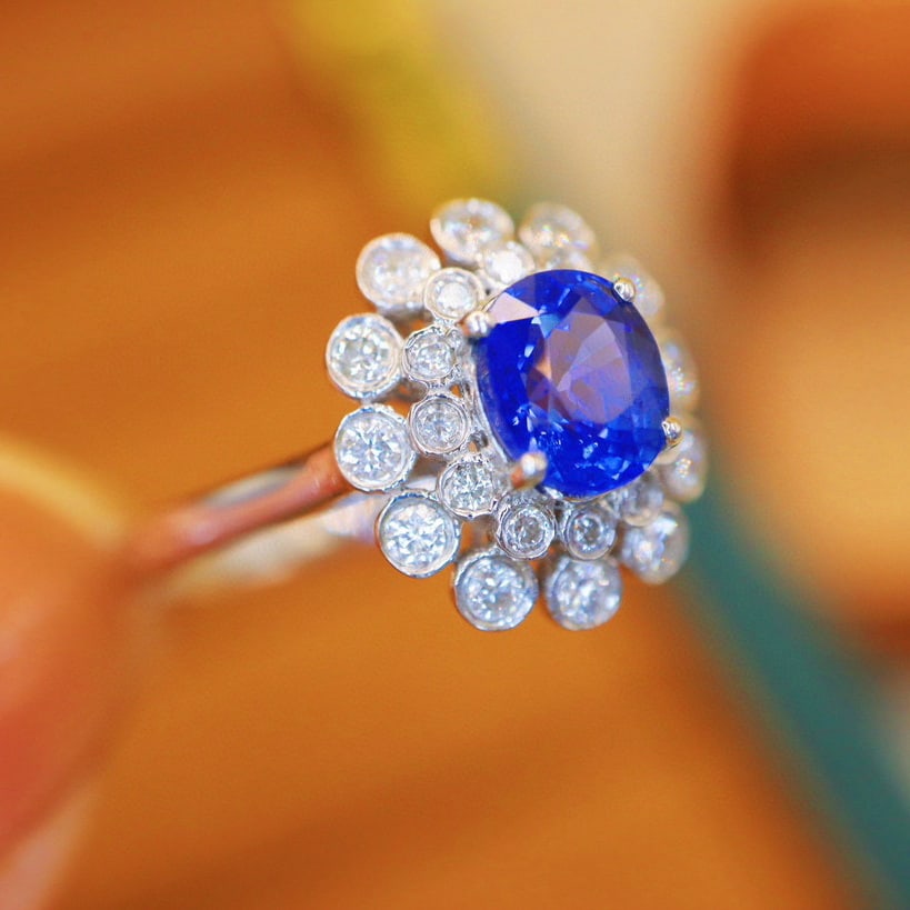 14k Gold 1.68 Ctw Natural Sapphire & Diamond Ring - 2