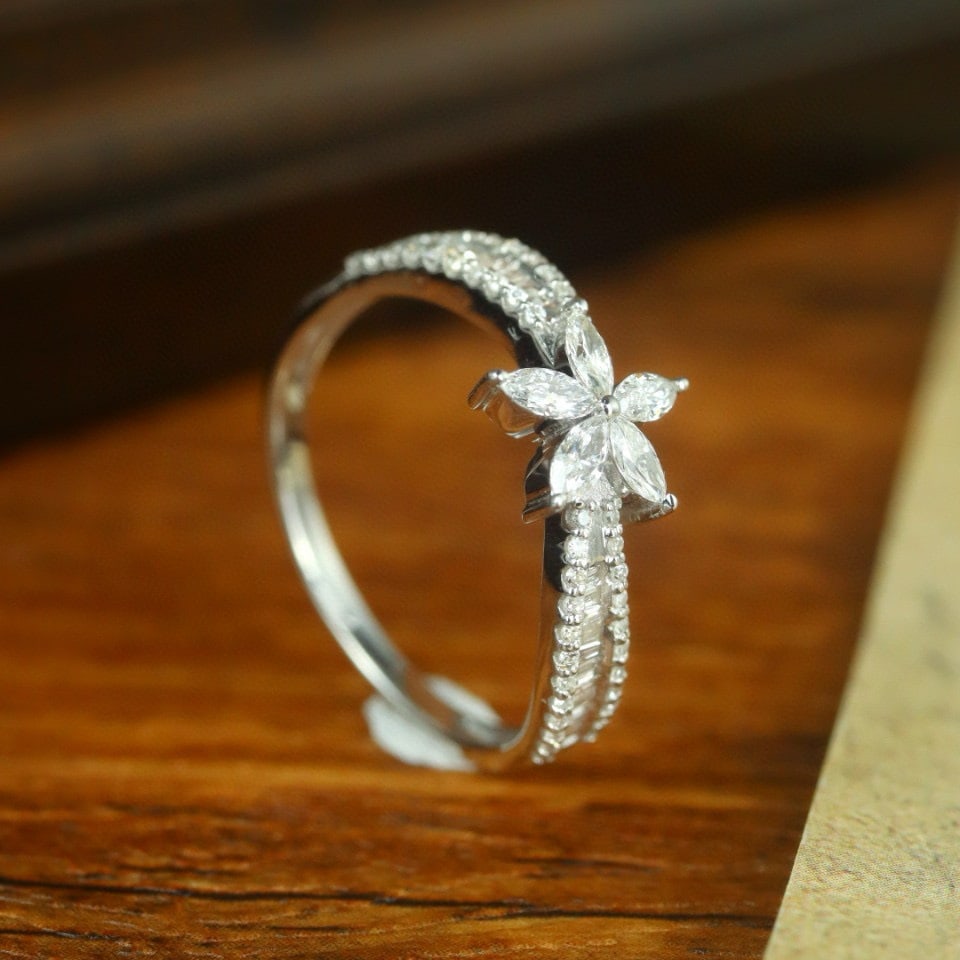 14k Gold 0.80 Ct Natural H Diamond Ring - 3