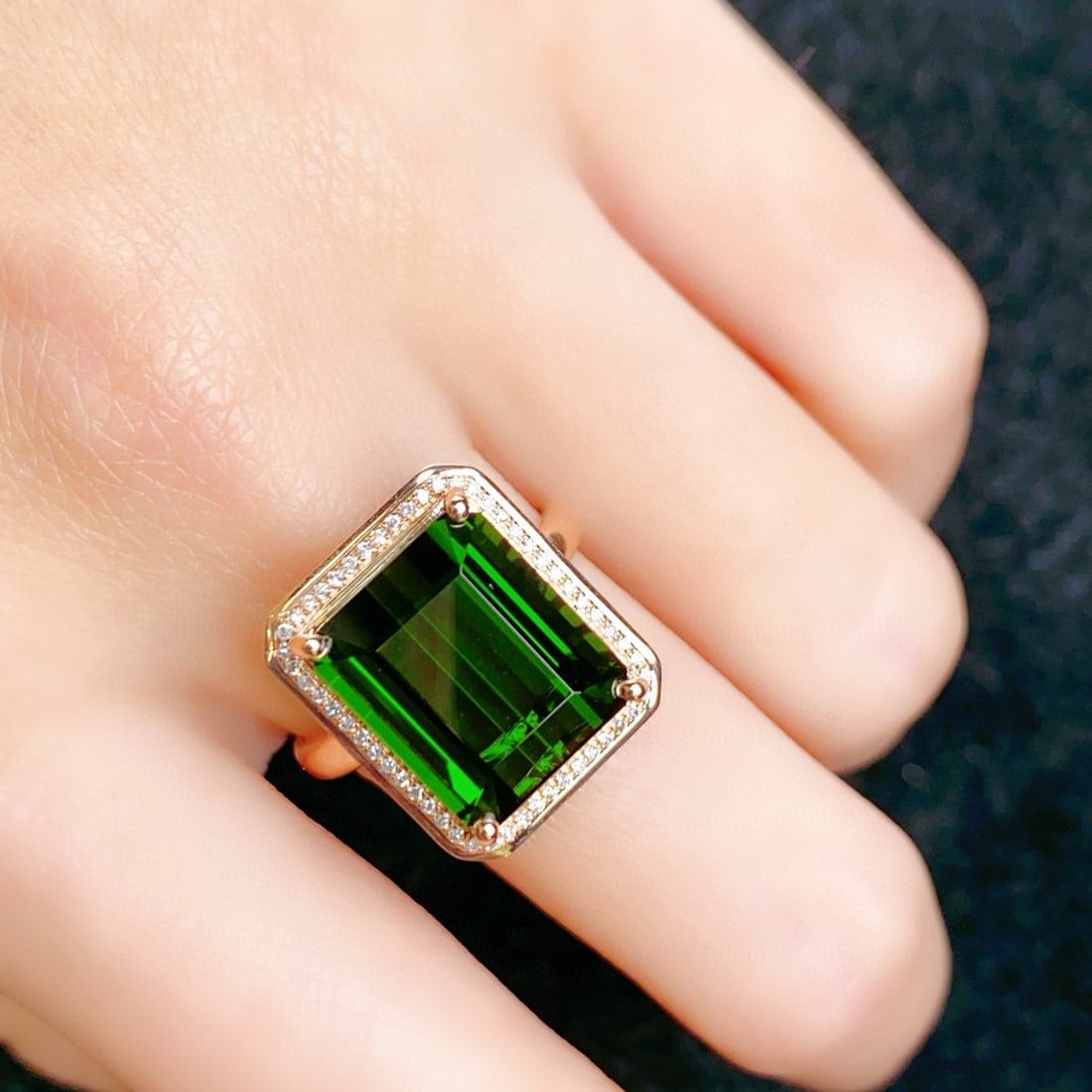 14k Gold 8.71 Ctw Natural Tourmaline & Diamond Ring - 6