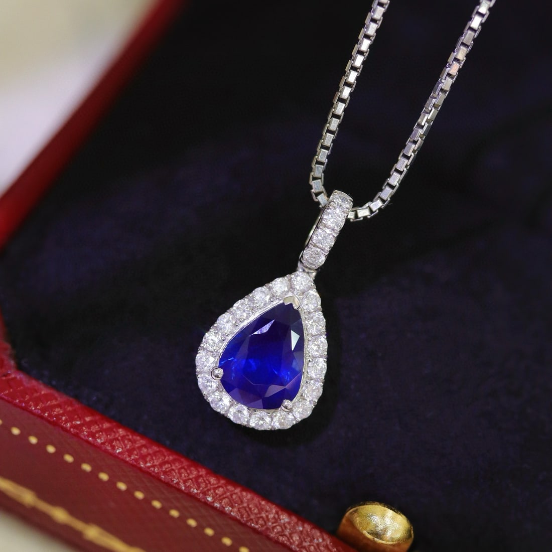 14k Gold 1.3 Ctw Natural Sapphire & Diamond Pendant( Without Chain ) - 2