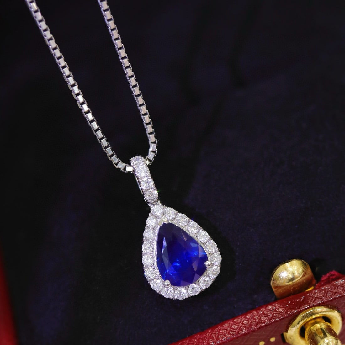 14k Gold 1.3 Ctw Natural Sapphire & Diamond Pendant( Without Chain ) - 6