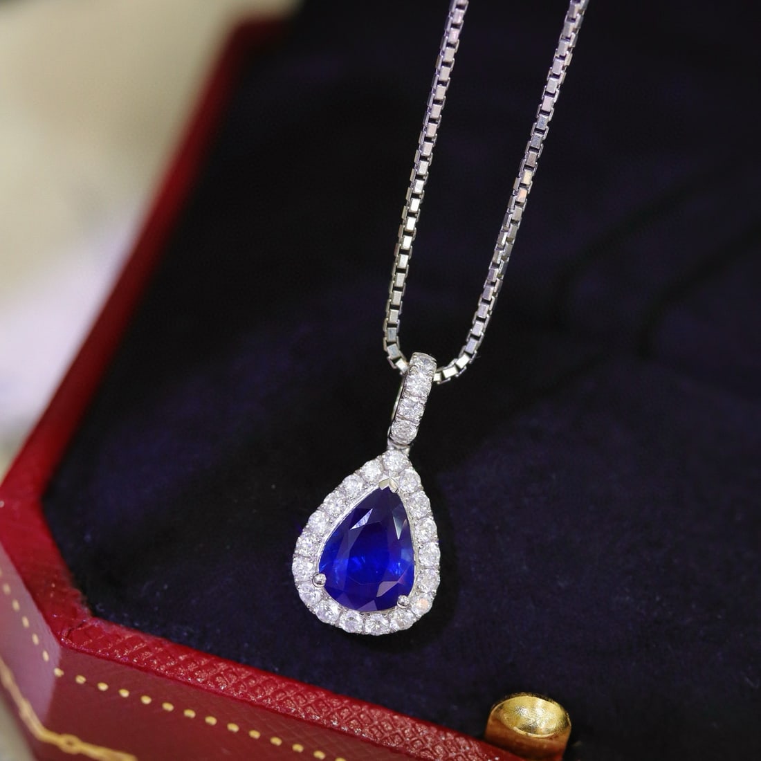 14k Gold 1.3 Ctw Natural Sapphire & Diamond Pendant( Without Chain ) - 7