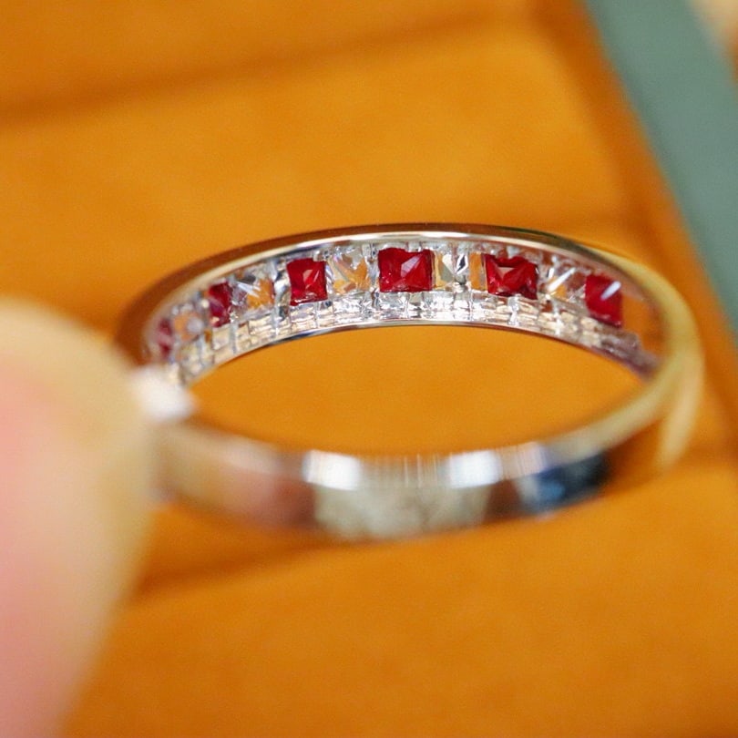 14k Gold 0.97 Ctw Vivid Red Natural Ruby & Sapphire Ring - 5
