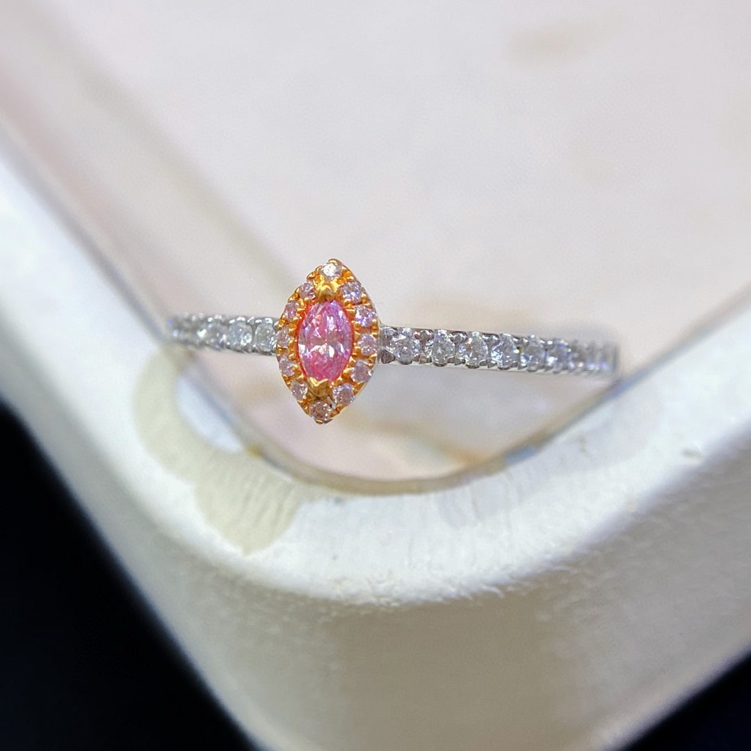 14k Gold 0.20 Ctw Natural Pink Diamond & Diamond Ring - 2
