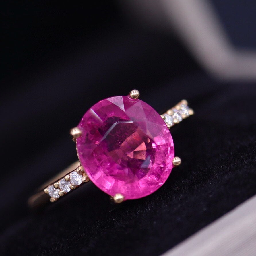 14k Gold 3.14 Ct Natural Tourmaline & Diamond Ring - 3