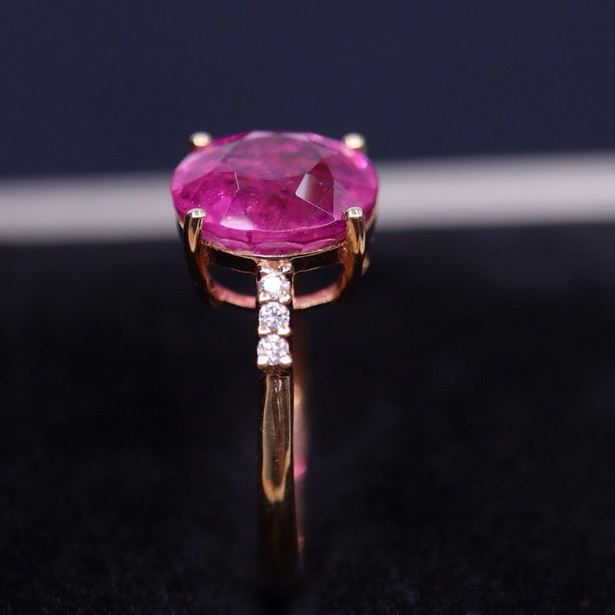 14k Gold 3.14 Ct Natural Tourmaline & Diamond Ring - 4