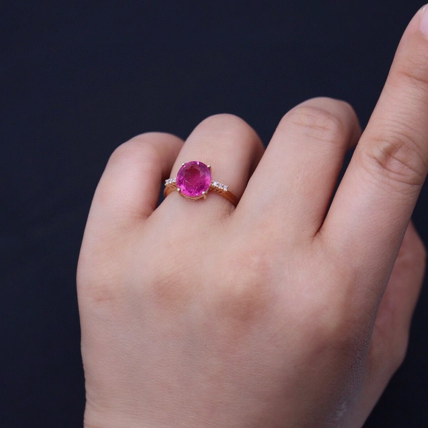 14k Gold 3.14 Ct Natural Tourmaline & Diamond Ring - 6