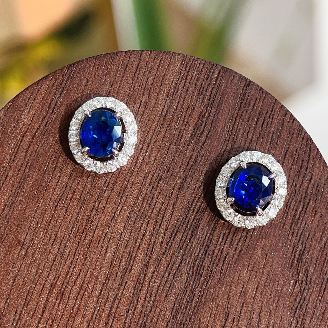 14k Gold 1.66 Ctw Natural Sapphire & Diamond Earrings - 2