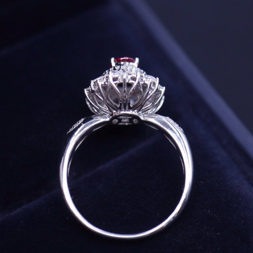 14k Gold 1 Ct Vivid Red Natural Ruby & Diamond Ring - 4