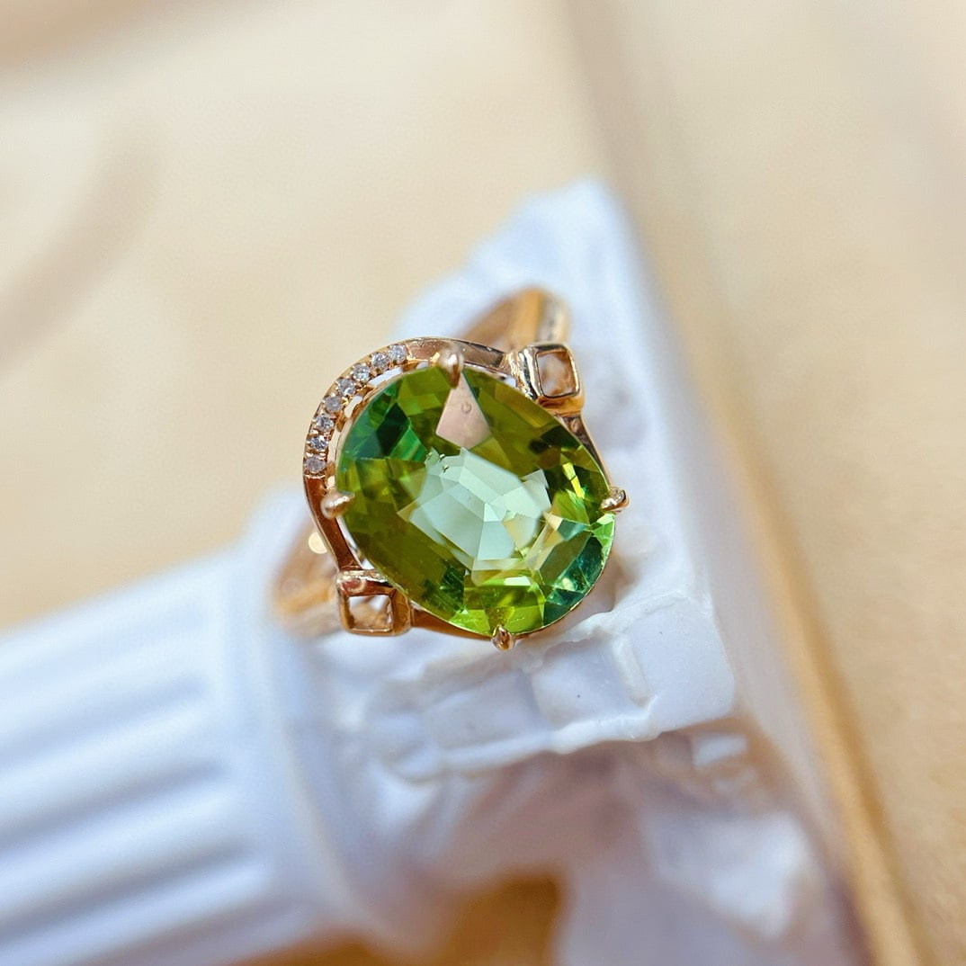 14k Gold 3.05 Ct Natural Tourmaline & Diamond Ring - 2