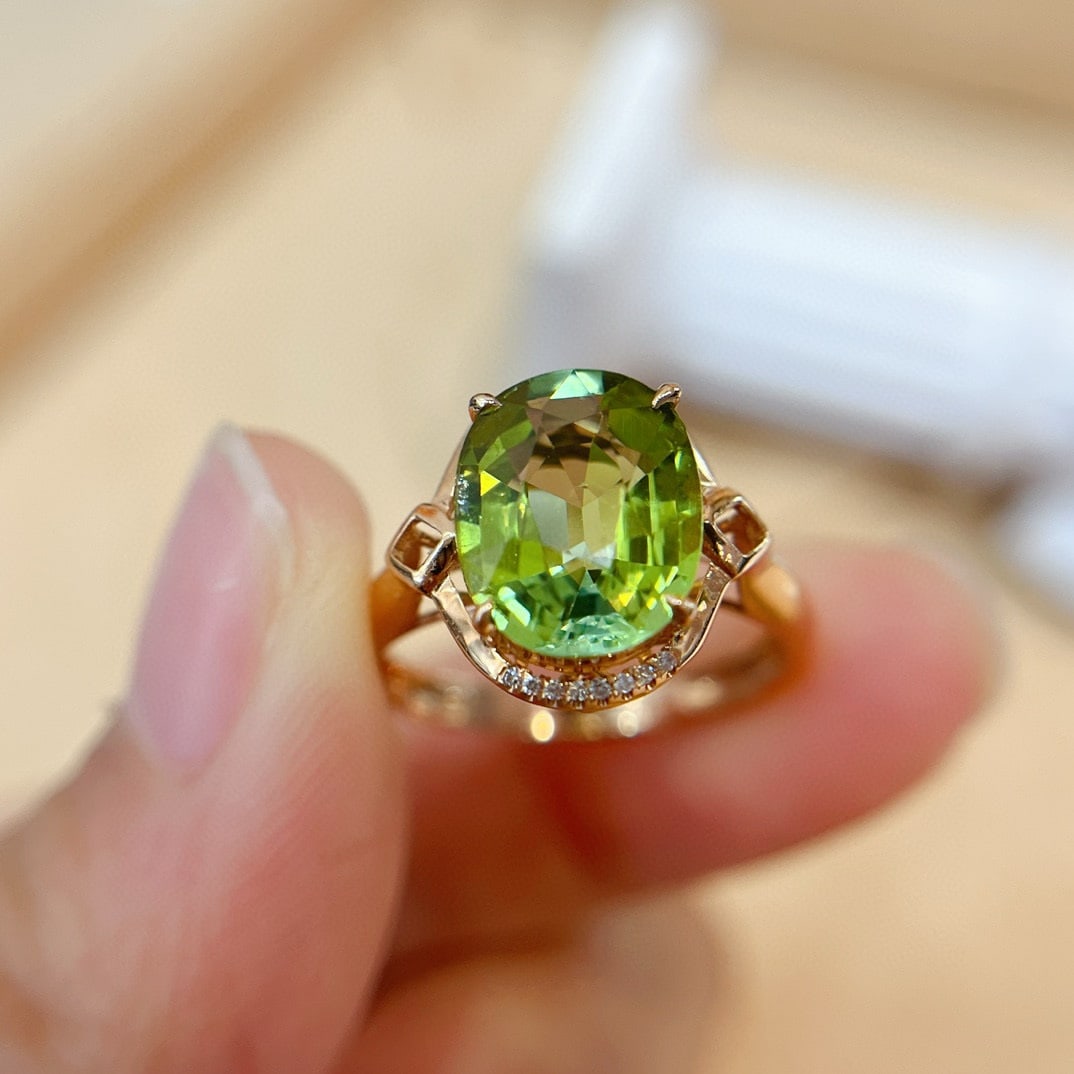 14k Gold 3.05 Ct Natural Tourmaline & Diamond Ring - 4