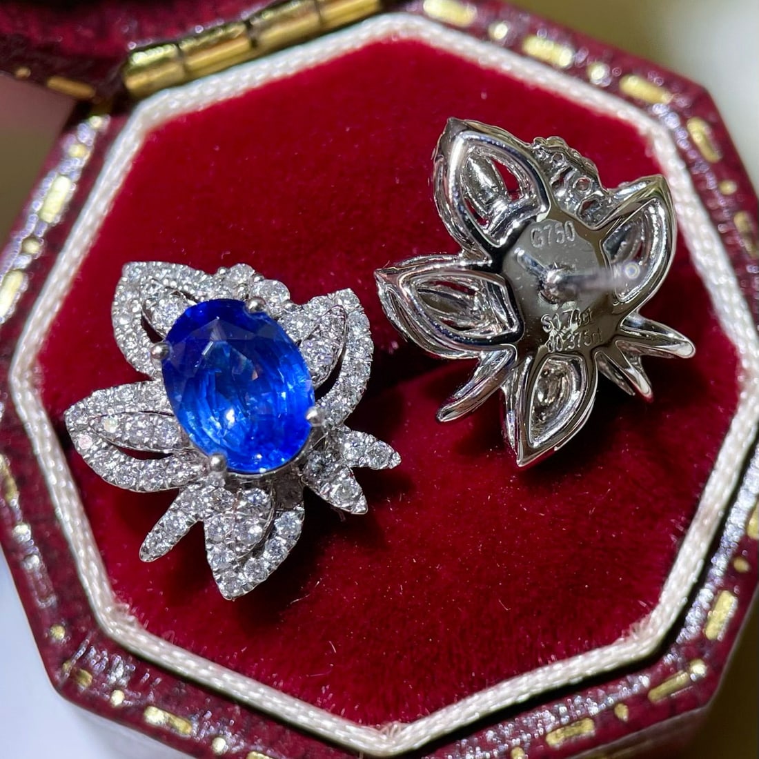 14k Gold 2.11 Ctw Natural Sapphire & Diamond Earrings - 4