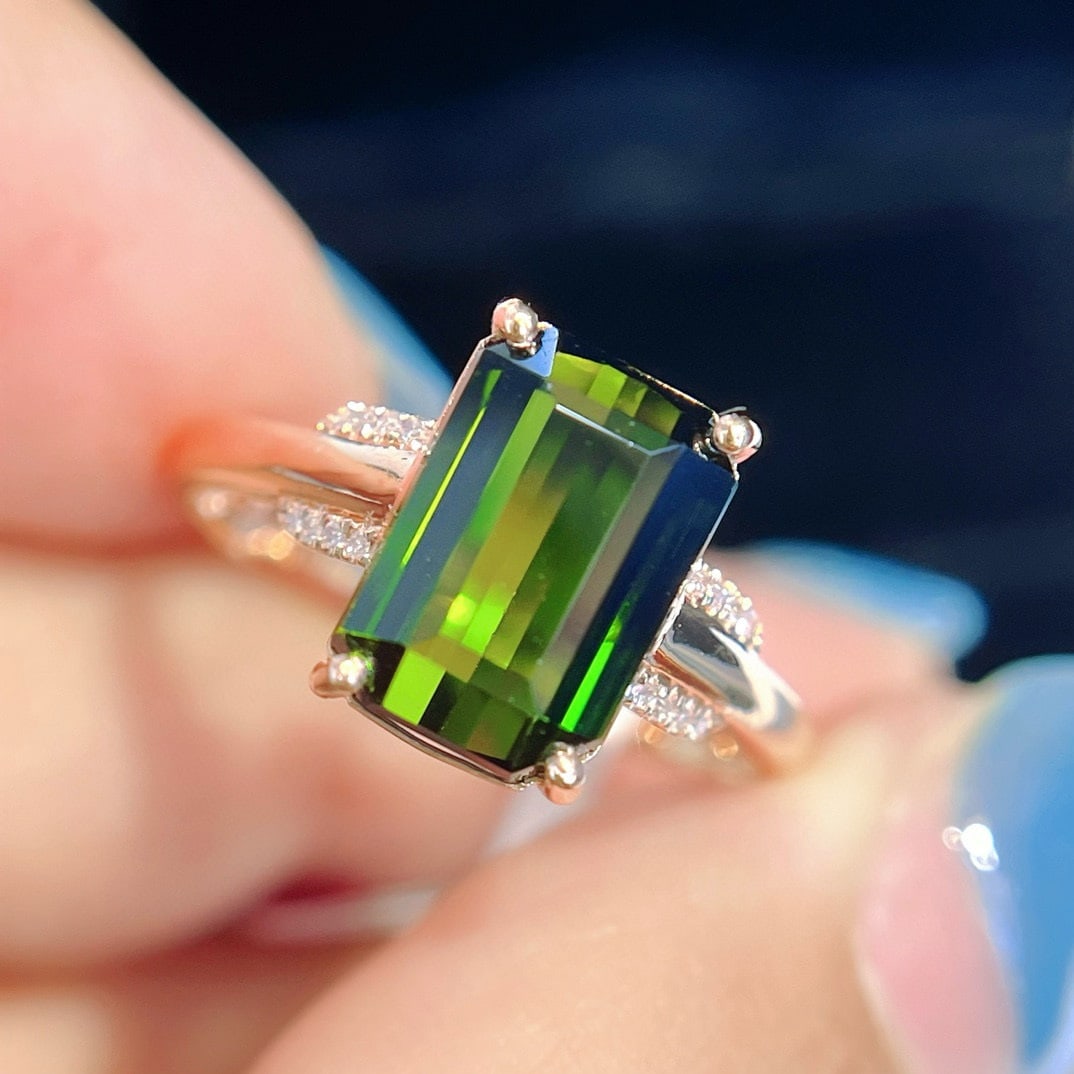 14k Gold 3.70 Ct Natural Tourmaline & Diamond Ring - 5