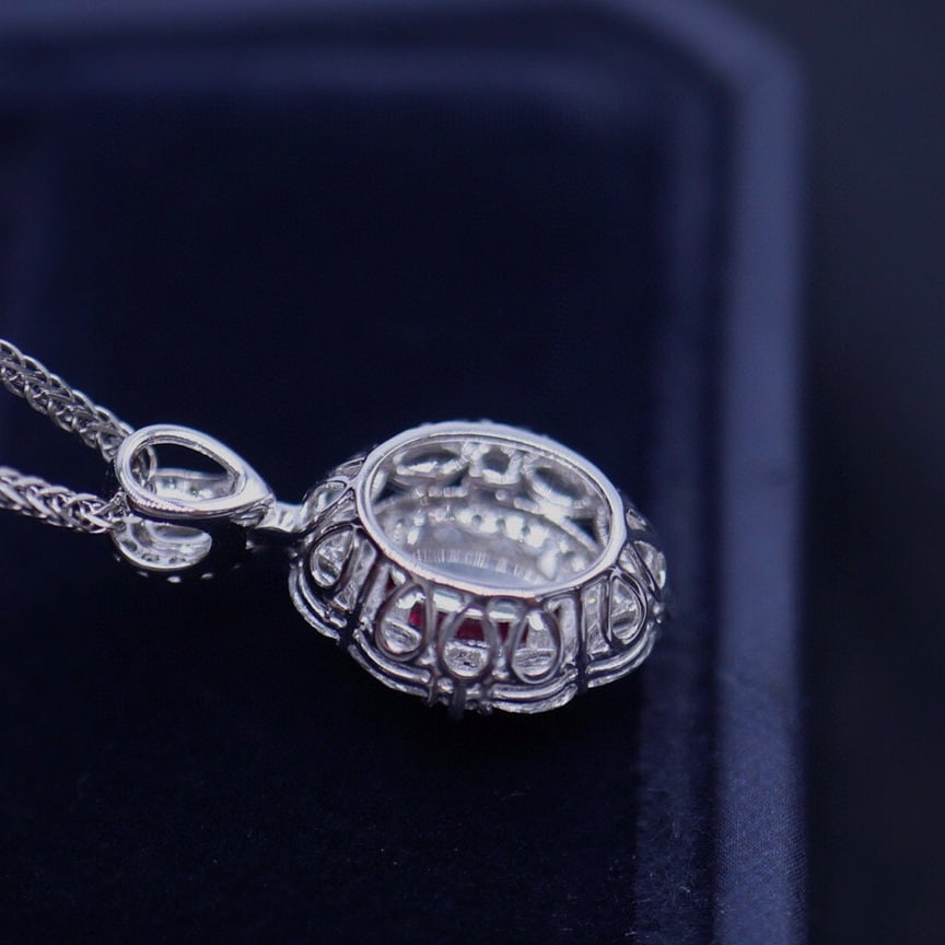 14k Gold 1.02 Ct Vivid Red Natural Ruby & Diamond Pendant( Without Chain ) - 6