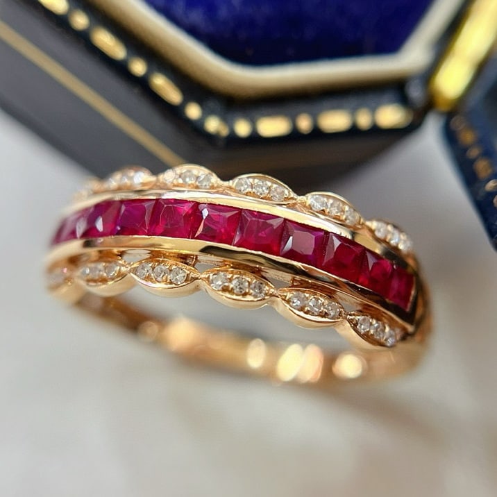 14k Gold 1.00 Ct Natural Ruby & Diamond Ring - 3